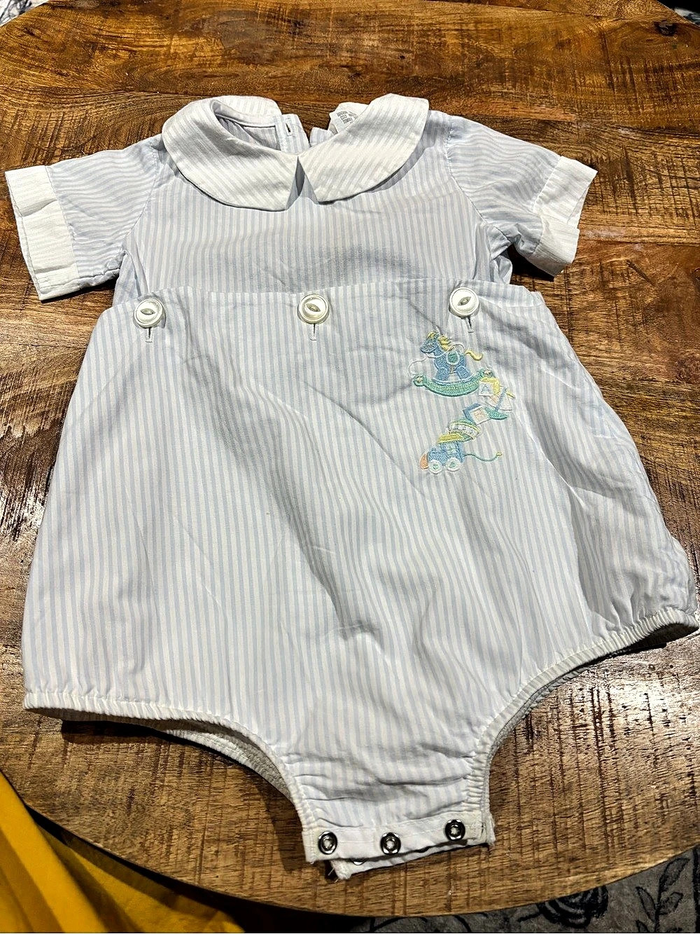 P.B.Kids Kids Girls Blue & White Striped Romper